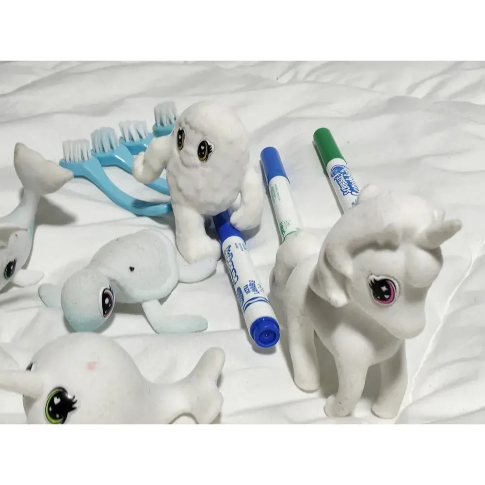 Crayola Washimals Scribble Scrubbie Flocked Animals Lot of 6 Markers Brush